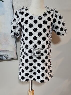 3 for $20 ⚫️ PoGo Club of NY Polka Dot Eyelash Knit Belted Dress Size 7/8